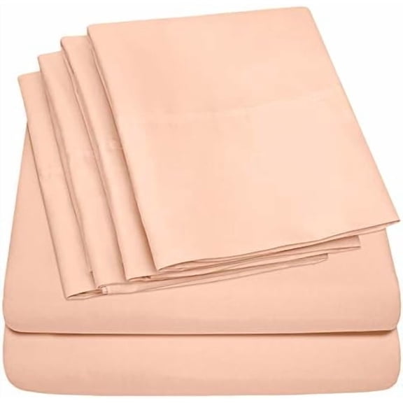 Split King Size Bed Sheets - 6 Piece 1500 Supreme Collection Fine Brushed Microfiber Deep Pocket Split King Sheet Set Bedding - 2 Extra Pillow Cases, Great Value, Split King, Peach