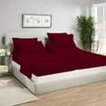 thumbnail image 1 of Split King Size - Microfiber Fabric 5 Piece Split King Sheet Set - 15" Inch Deep Pocket Adjustable Bed Sheets, Burgundy Solid, 1 of 7