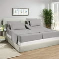 thumbnail image 1 of Split King Size - Microfiber Fabric 5 Piece Split King Sheet Set - 21" Inch Deep Pocket Adjustable Bed Sheets, Silver Solid, 1 of 7