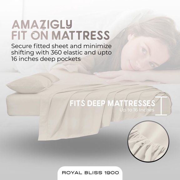 Split King Size Sheets Set 5 Pcs, Microfiber Bedding for Adjustable Bed with Full Elastic Fitted Sheets, Ivory