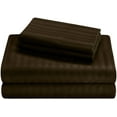 thumbnail image 1 of Split King Striped Pattern Giza Sheets for Adjustable Beds - Premium 400-Thread-Count Soft 100% Pure Giza Egyptian Cotton 5PC, 18" Inches Deep Pockets - Chocolate Stripe, 1 of 7