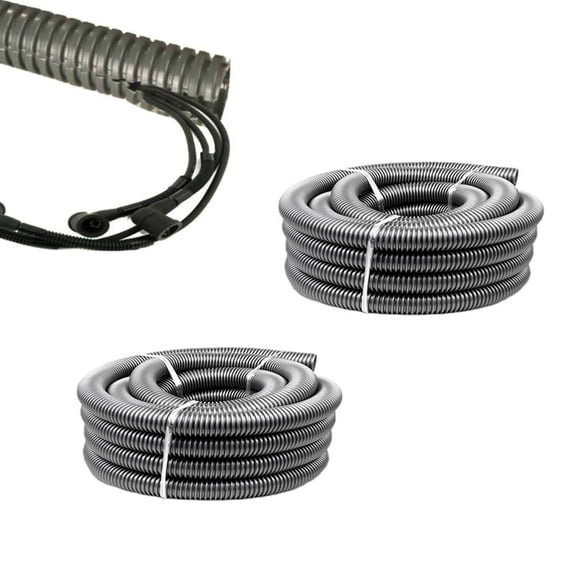 Split Loom Tubing Wire Conduit, Grey Corrugated Wire Tube Cable Protection Pipe Cable Tidy Tube for TV Cables, Electric Wire, Garden Lights (ID 13mm, 19.6 Ft)