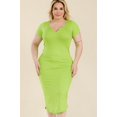 thumbnail image 1 of Split Neck Bodycon Midi Dress for Plus Sizes, 1 of 9