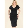 thumbnail image 1 of Split Neck Bodycon Midi Dress for Plus Sizes, 1 of 9