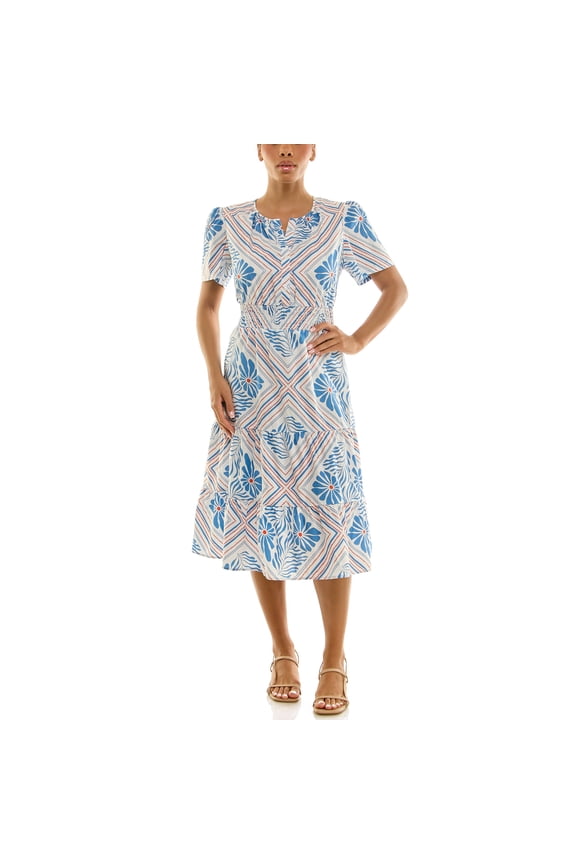 Split Neck Tiered Maxi Dress