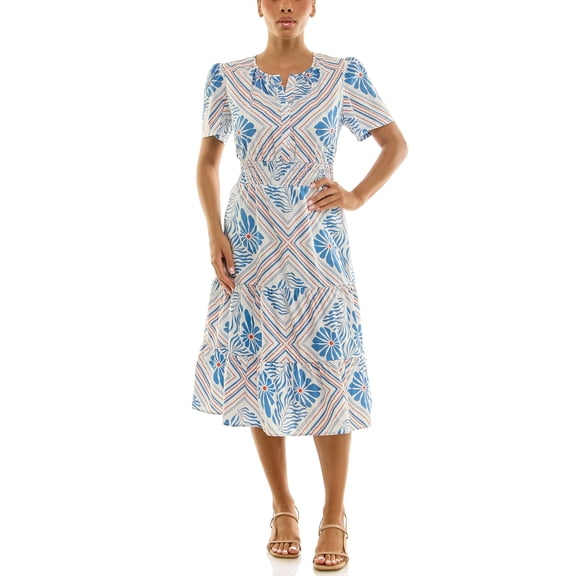 Split Neck Tiered Maxi Dress