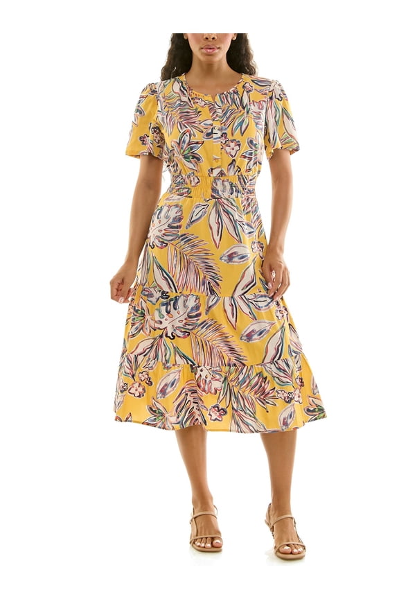 Split Neck Tiered Maxi Dress