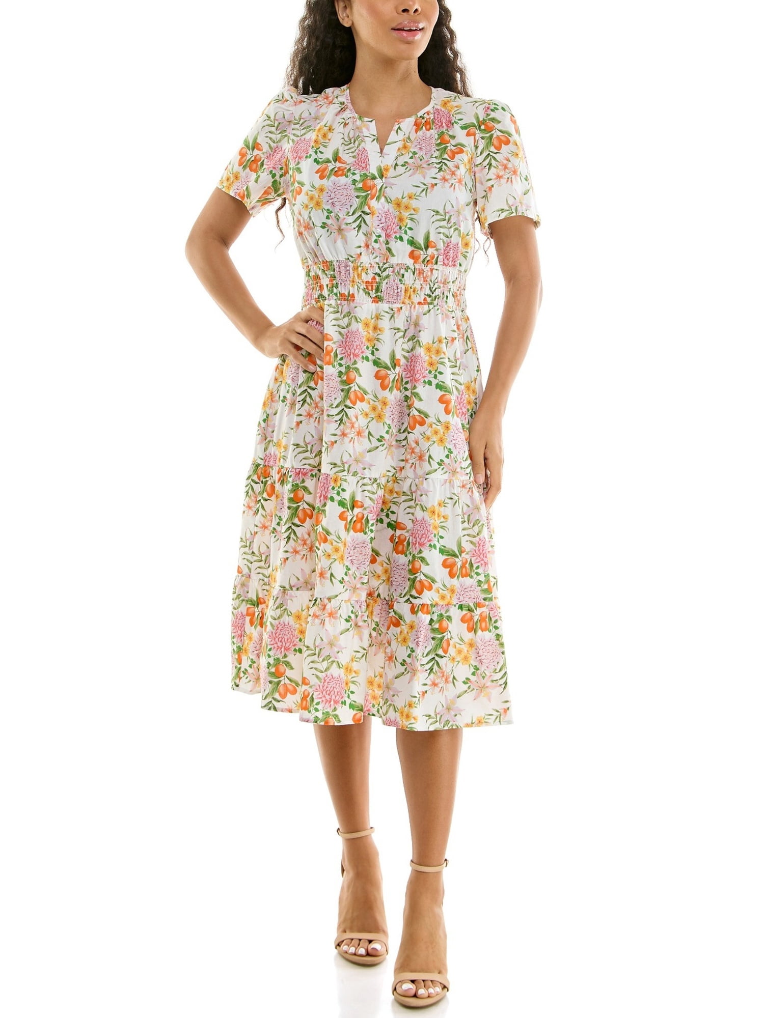 Split Neck Tiered Maxi Dress