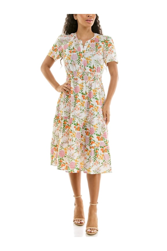 Split Neck Tiered Maxi Dress