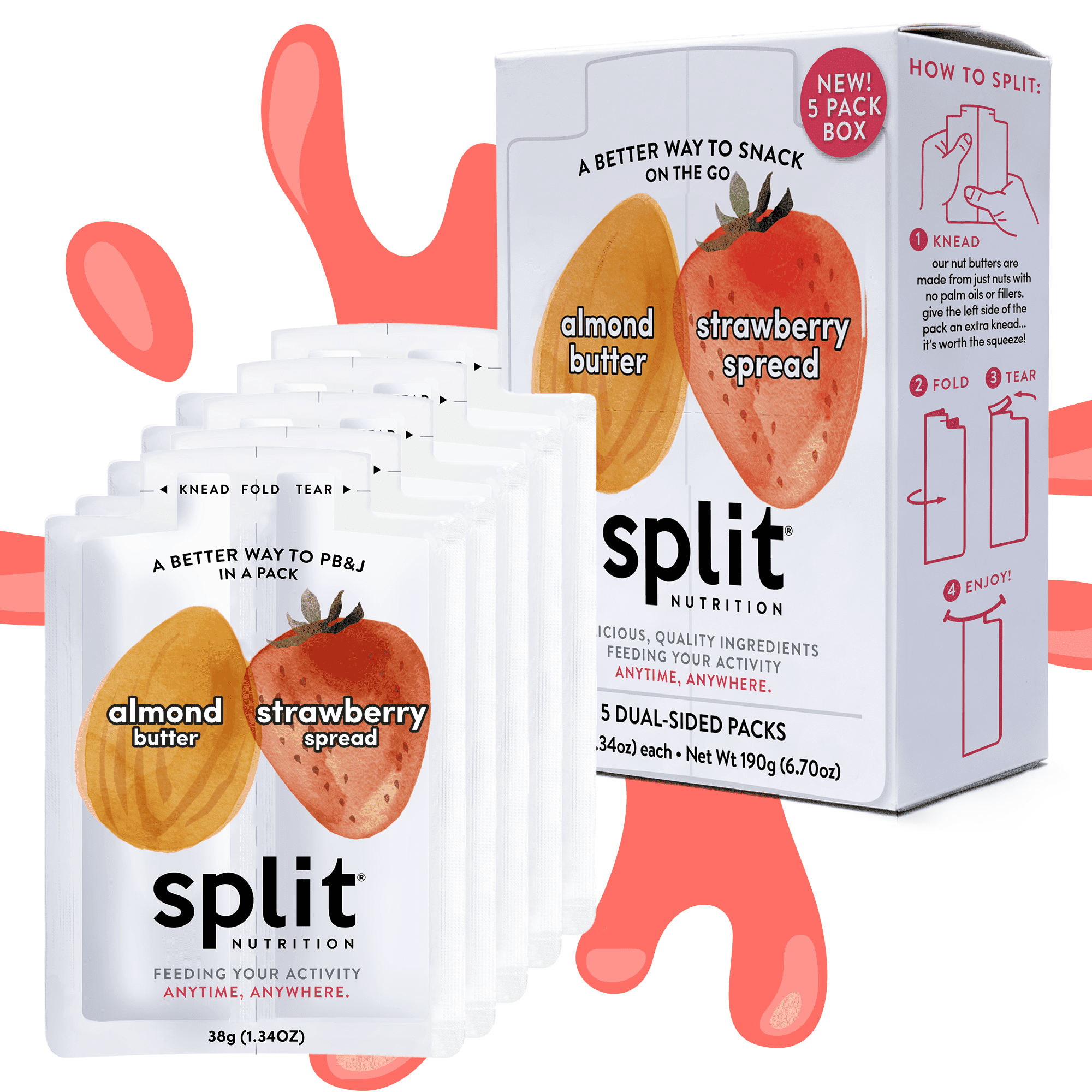 Split Nutrition Almond Butter and Strawberry Fruit Spread 5 pack