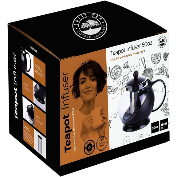 Split Oak Coffee Roasters for The Perfect Tea Black Glass Teapot