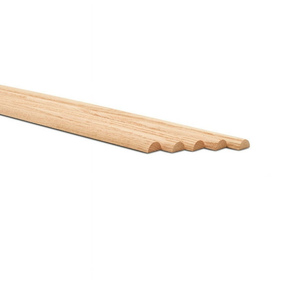 Split Oak Dowel Rods 3/4-inch x 36-inch, Pack of 5 Unfinished Fluted Molding Trim for DIY & Dowel Feature Wall, by Woodpeckers