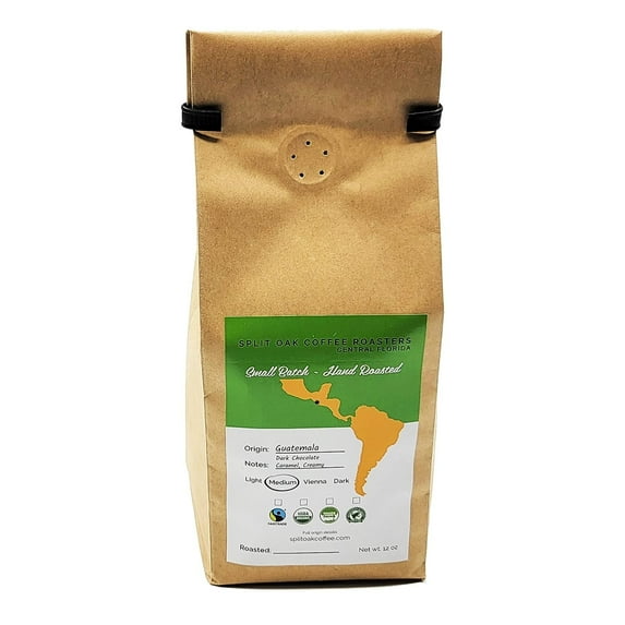 Split Oak Organic Guatemala Huehuetenango Coffee Beans 12oz, Fair Trade, Medium Roast, Single Origin, Shade Grown, Superior Reserve, Fresh Roasted, Guatemalan Arabica
