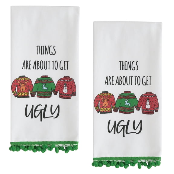 Split P About To Get Ugly Green Dishtowel Set of 2