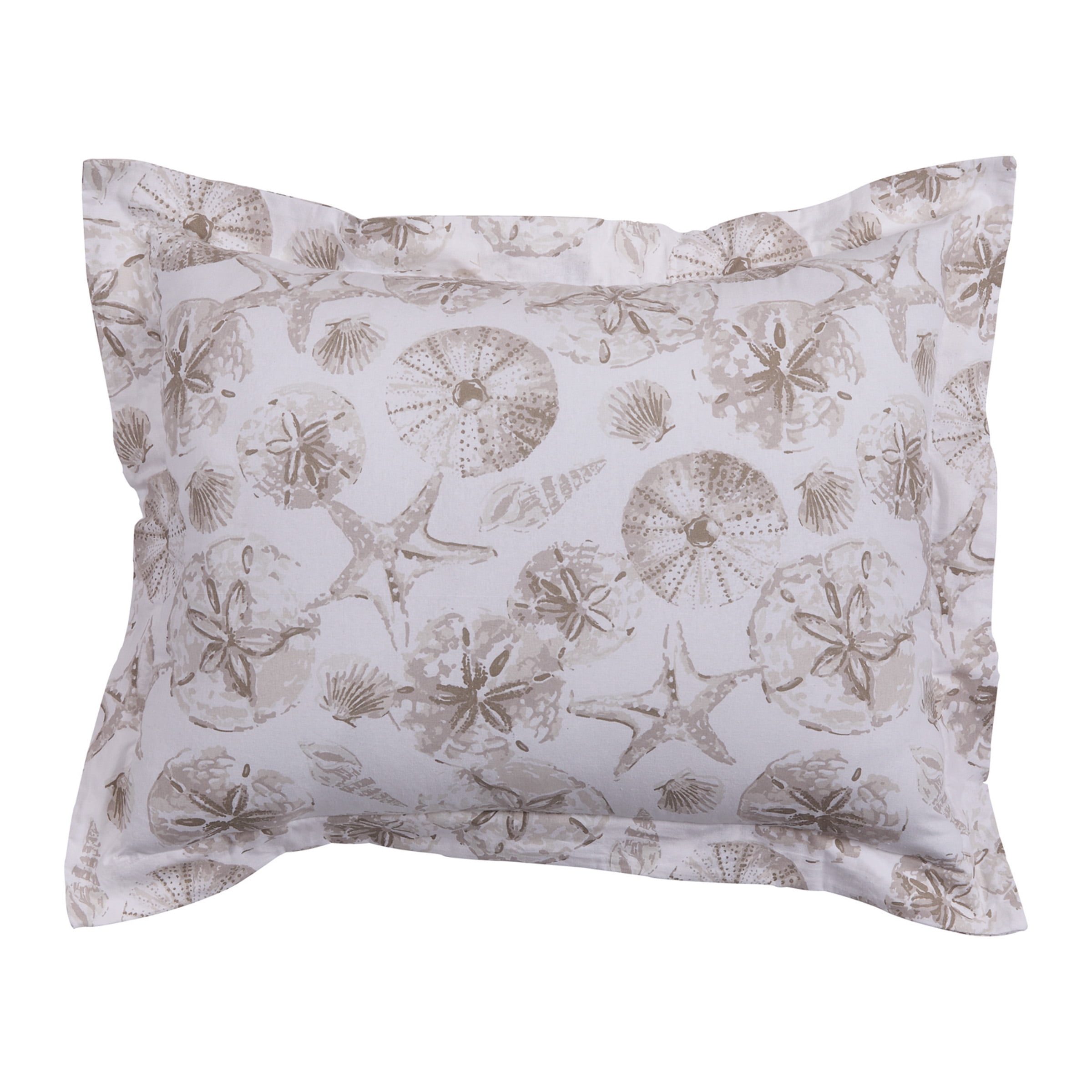 Coastal Beige and White Cotton Standard Sham