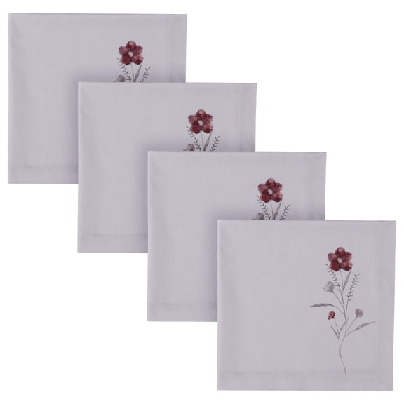 Split P Bianca Floral Burgundy Cloth Napkin Set of 4 20"x20"