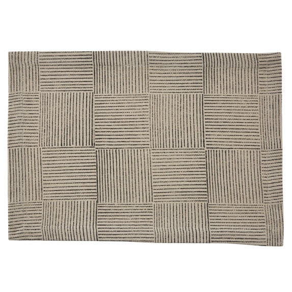 Split P Black And Natural Block Print Placemat Set of 4