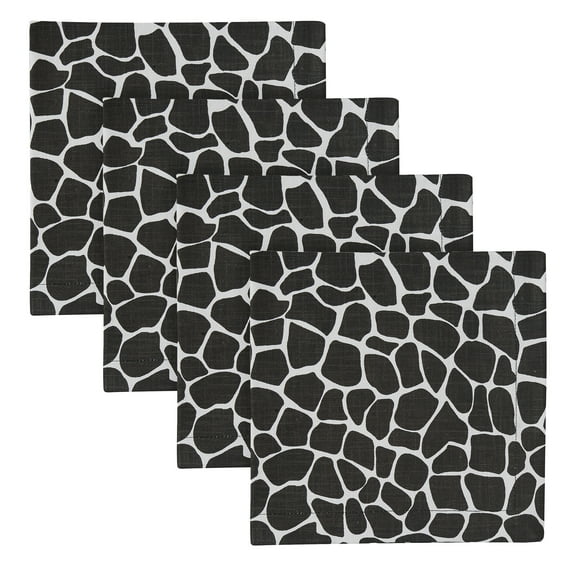 Split P Black Giraffe Printed Napkin Set of 4