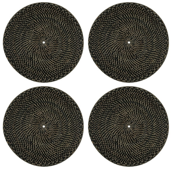 Split P Black Rattan Charger Set of 4