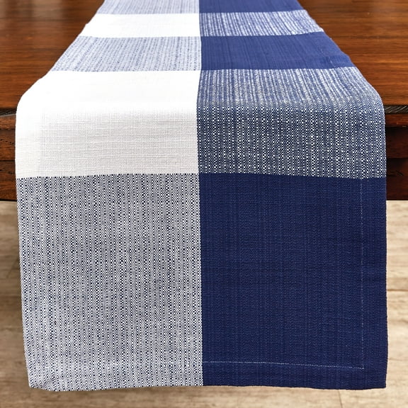 Split P Block Check Woven Table Runner 15X72