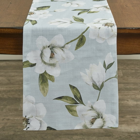 Split P Blue Magnolia Floral Table Runner 54"L