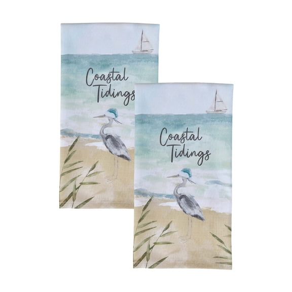 Split P Coastal Tidings Blue Dishtowel Set Of 2
