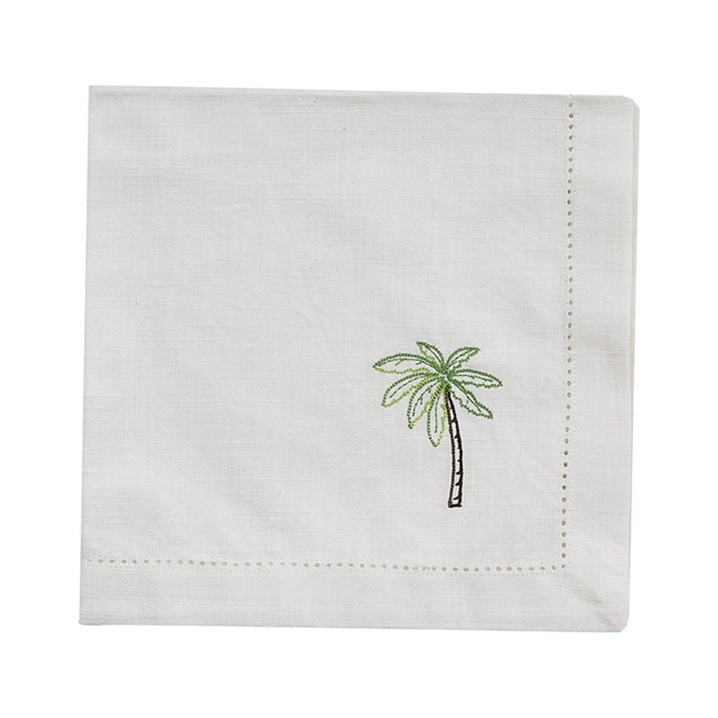 Split P Embroidered Palm Tree Napkin Set White