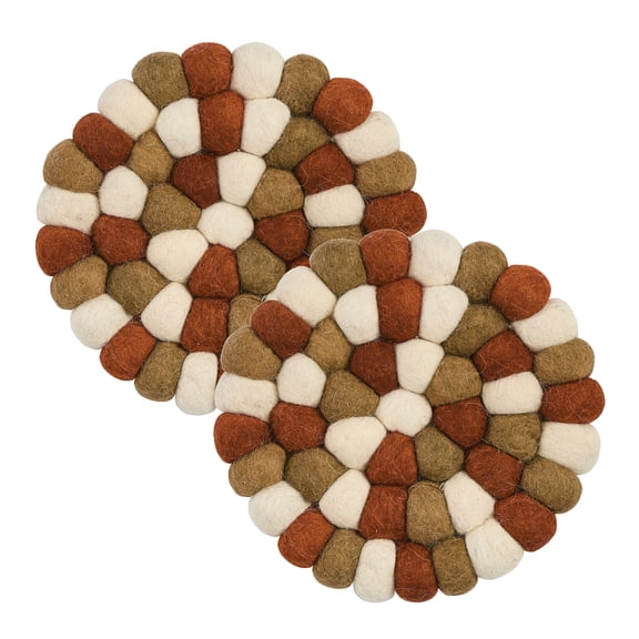 Split P Fall Wool Ball Trivet Set of 2