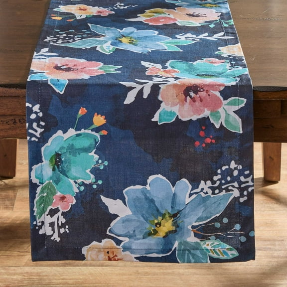 Split P Fleur Floral Navy Table Runner 14" X 54"