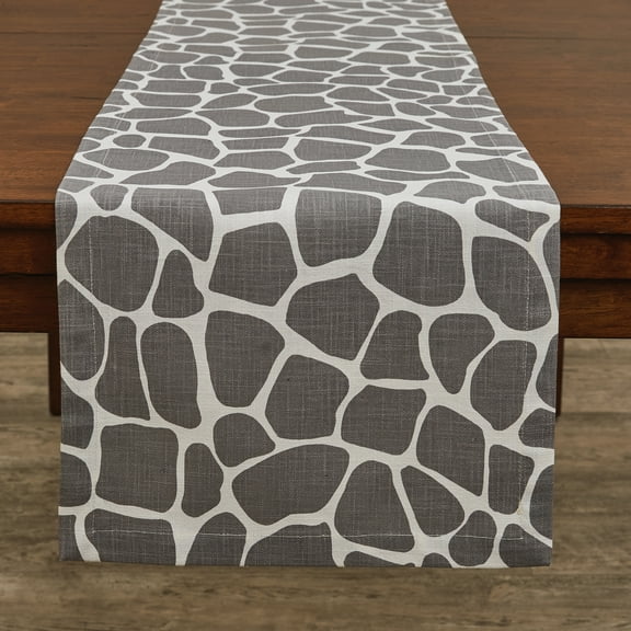 Split P Gray Giraffe Printed Table Runner 72''L