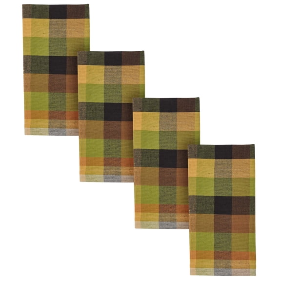 Split P Greenbriar Green Plaid Cloth Napkin Set of 4 20"