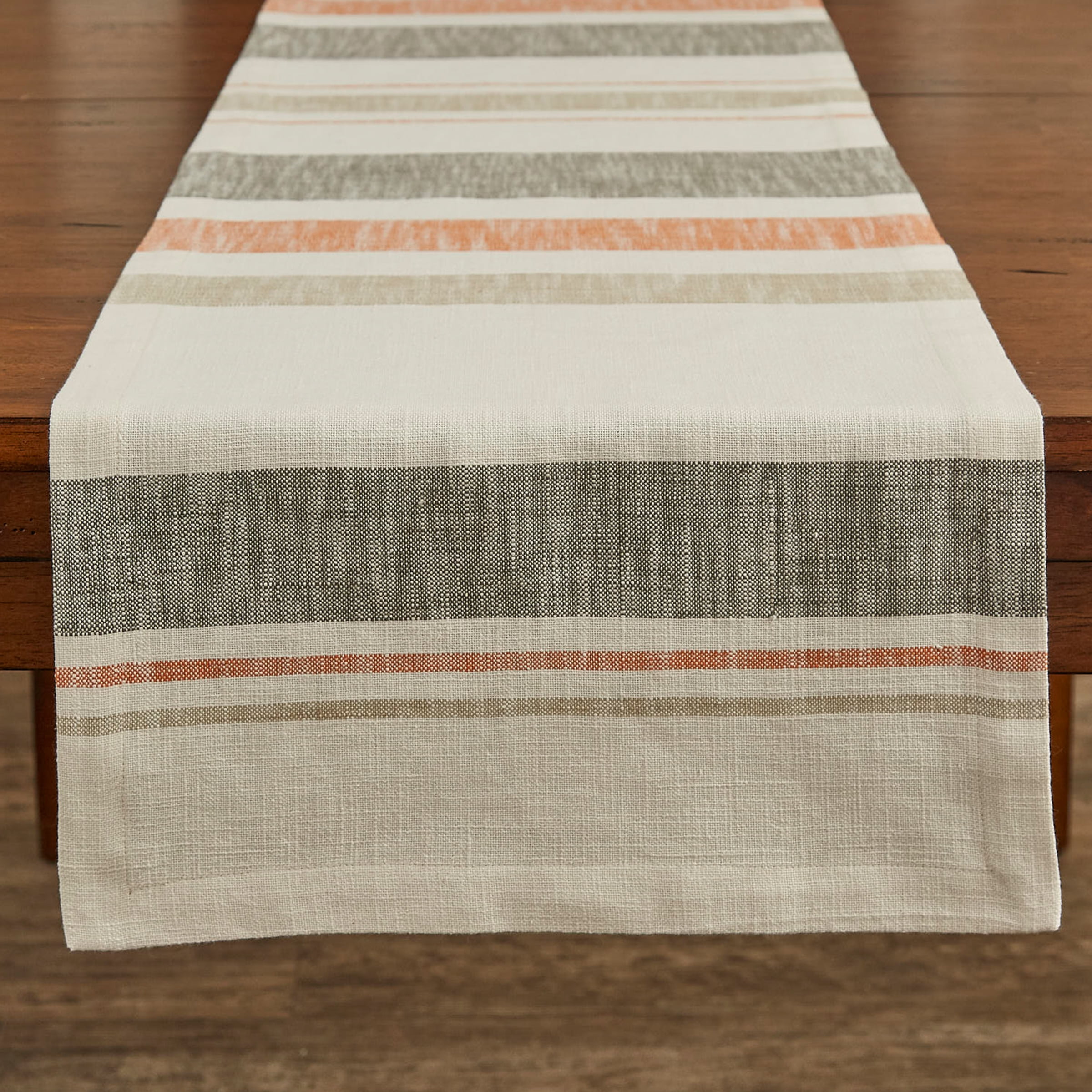 Fall Cotton Striped Table Runner 14" x 16"