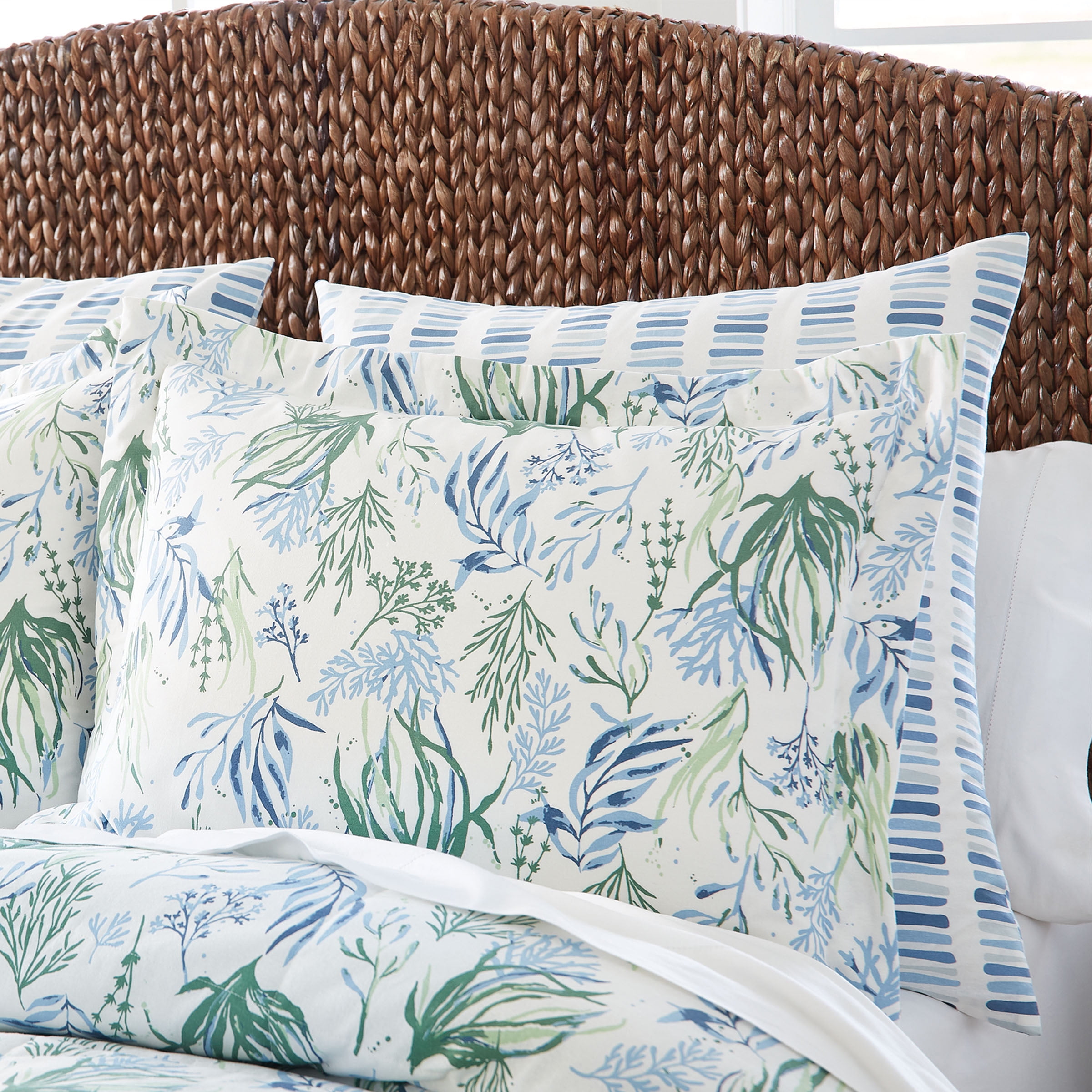 Oceana Blue and Green Cotton Standard Pillow Sham