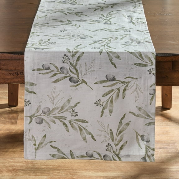 Split P Olive Leaves Table Runner 15" X 72"