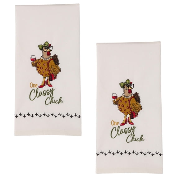 Split P One Classy Chick Brown Dishtowel Set of 2