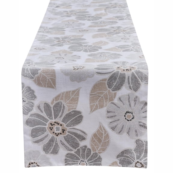 Split P Petals Beige Floral Table Runner 15" x 72"