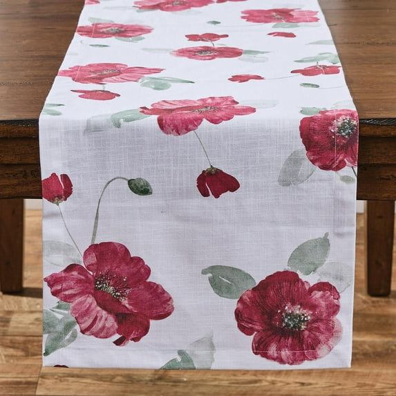Split P Poppy Red Floral Table Runner 15" x 72"