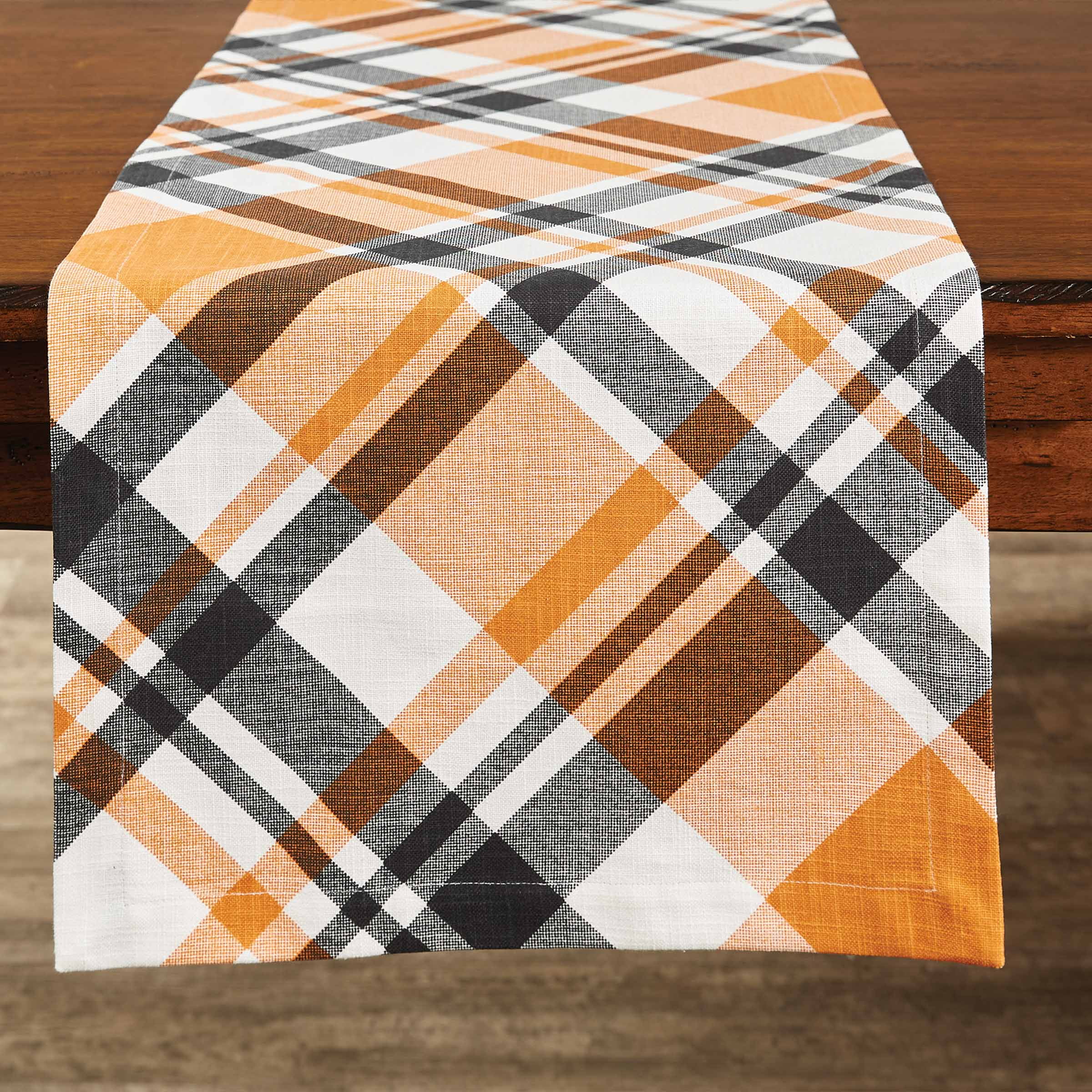 Autumn Plaid Cotton Table Runner 14x16