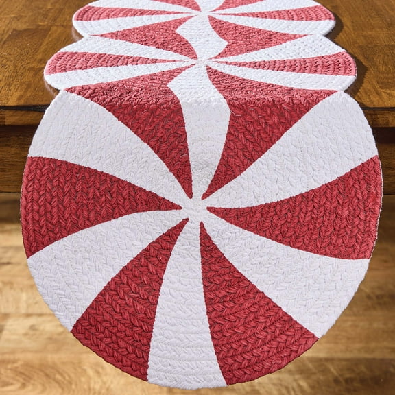 Split P Split P Peppermint Candy Print Braid Table Runner 15" X 34"
