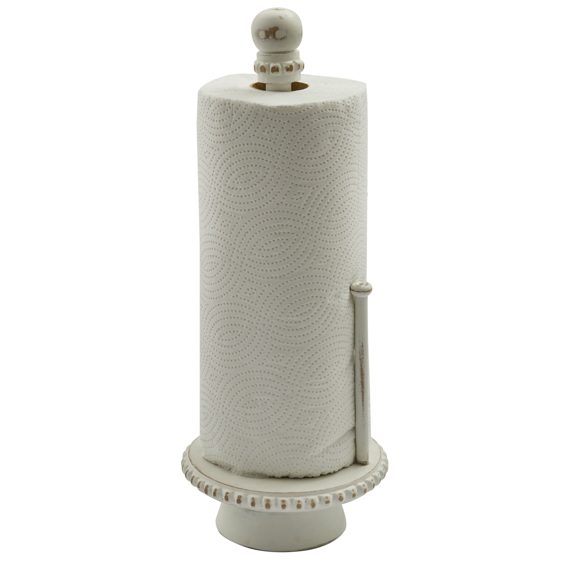 Whitewash Wooden Vintage Countertop Paper Towel Holder