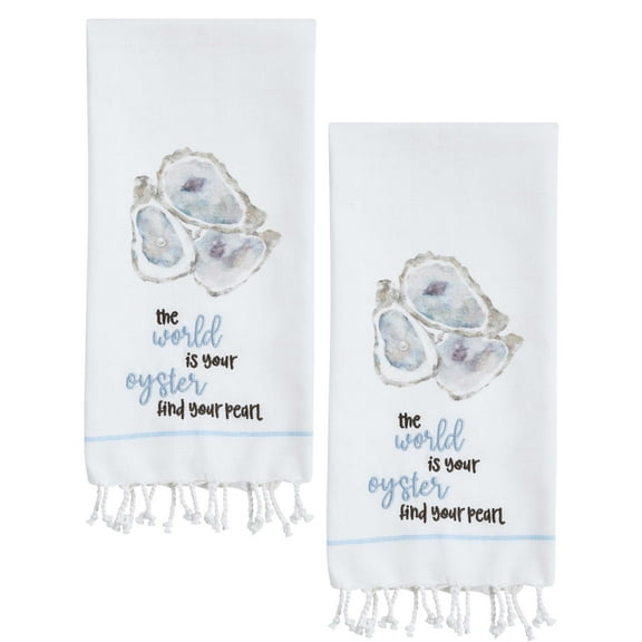 Split P The World Is Your Oyster Decorative Dishtowel Pair of 2
