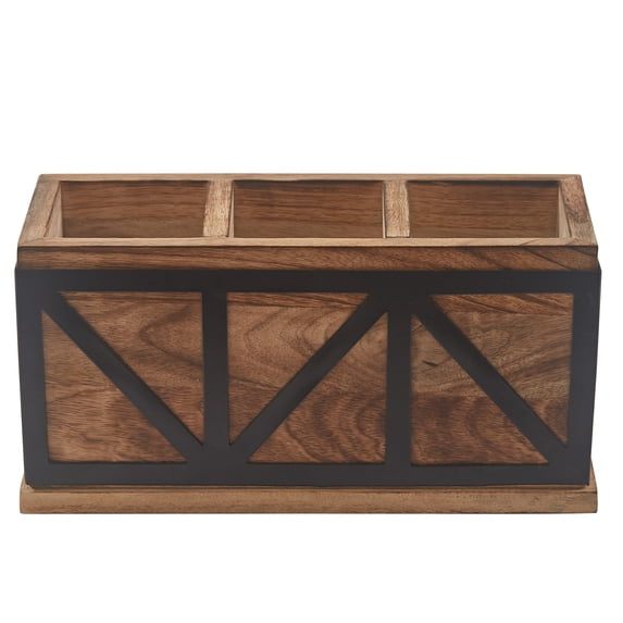 Split P Urban Farmhouse Modern Wood and Metal Utensil Caddy