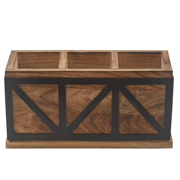 Split P Urban Farmhouse Modern Wood and Metal Utensil Caddy