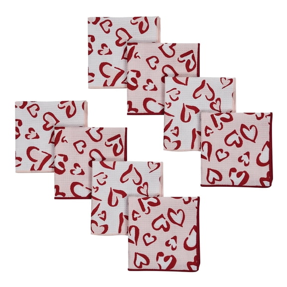 Split P Waffle Weave Wild Heart Print Dishcloths Set of 8