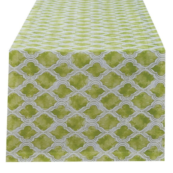 Split-P Watercolor Geo Green Table Runner