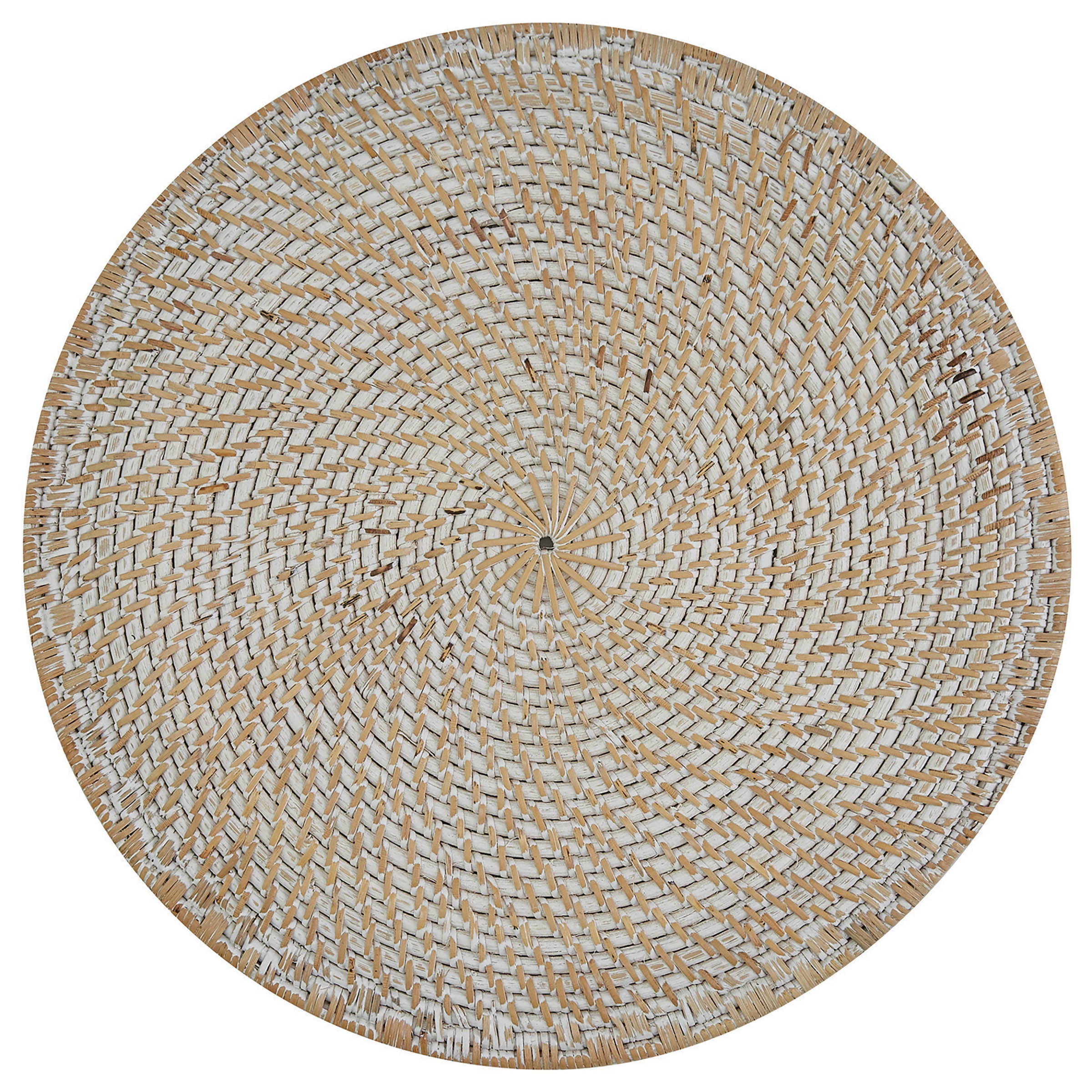 White and Tan Woven Rattan Charger Plate Set