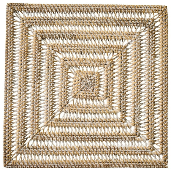 Split P Whitewashed Rattan Square Charger Set of 4