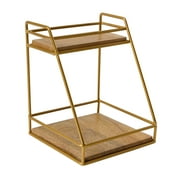 Split P Wood and Gold 2 Tier Organizer