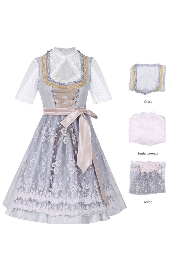 Split Pantsuit Bavarian Women's Stage Show Short-sleeved Crew Neck Dress