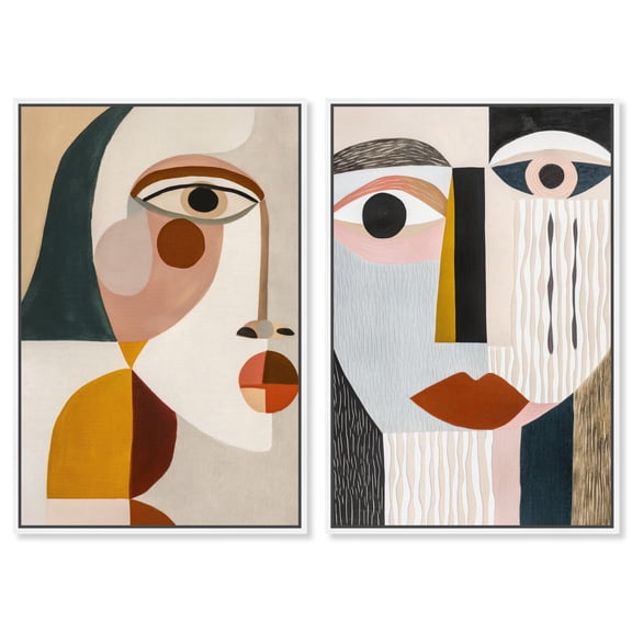 Split Personalities Canvas Print Modern Abstract Art Set by Art Remedy, White Frame, 20 x 30